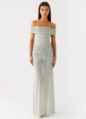 Eyllin Off Shoulder Maxi Dress - Sage