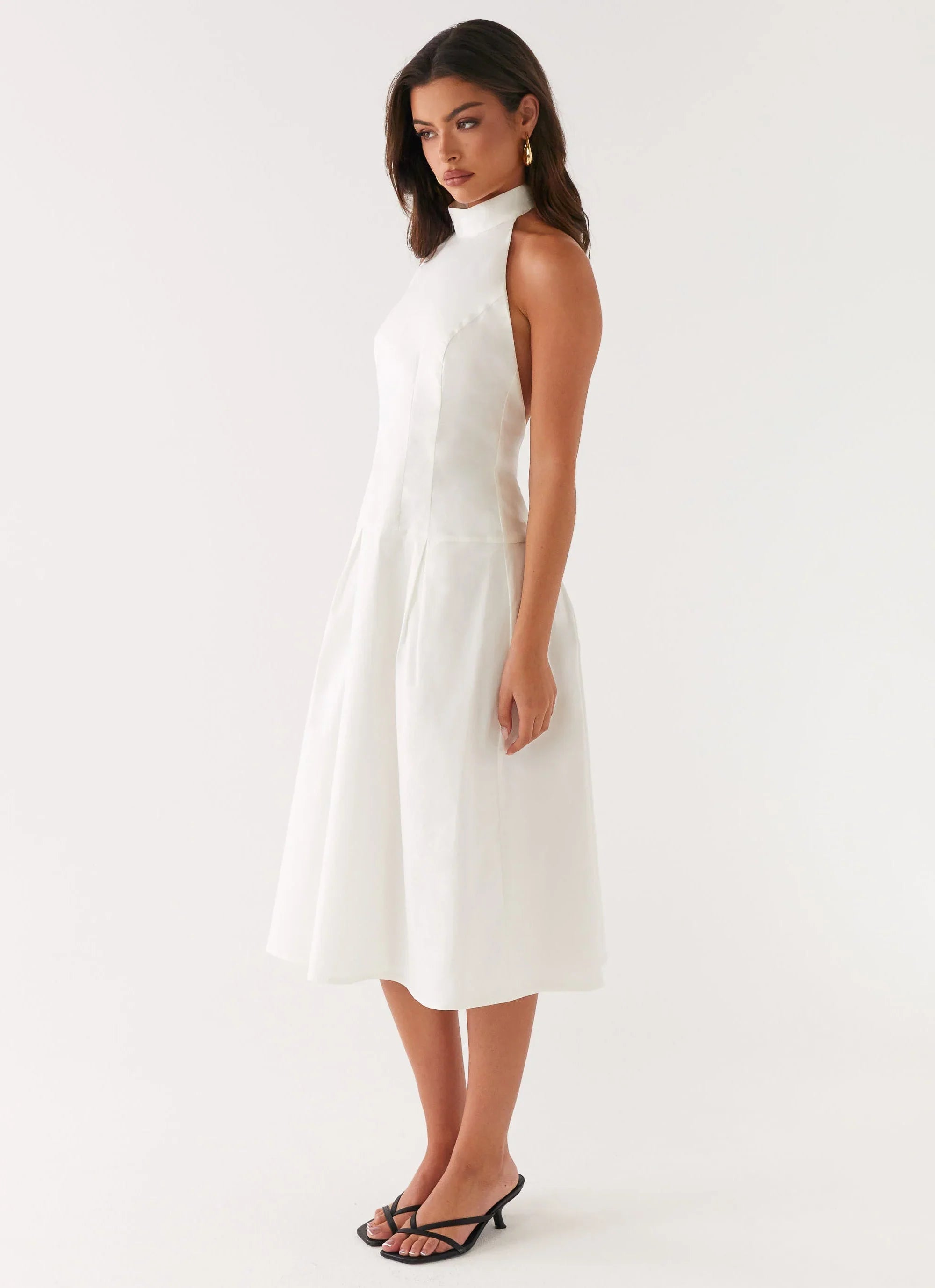 Calla Halter Midi Dress - White