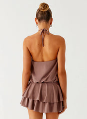 Dopamine Belt Mini Dress - Taupe