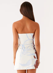 Denby Strapless Mini Dress - Bloom Wave Print