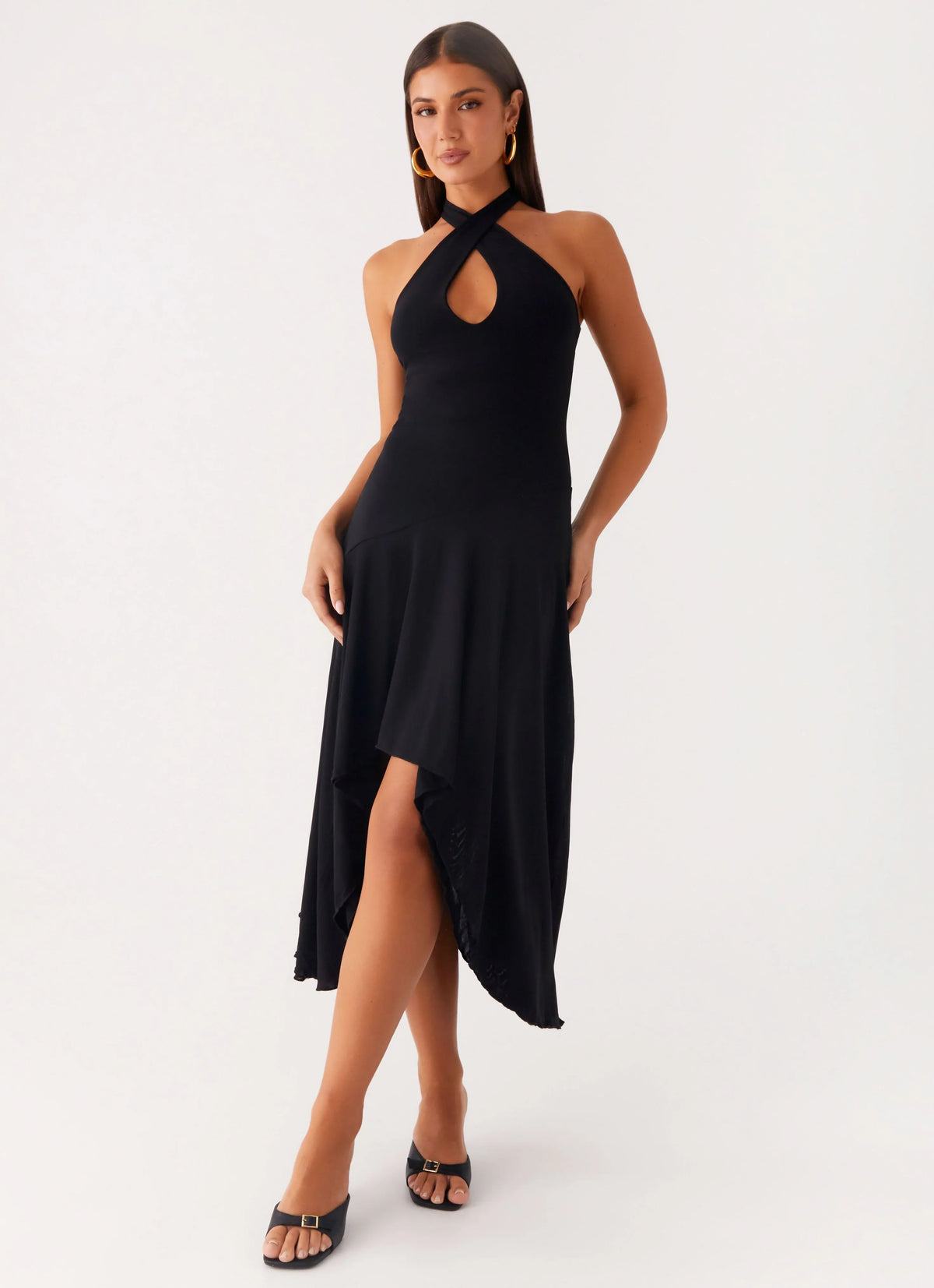 Velvet Sky Midi Dress - Black