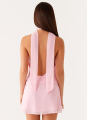Chantal Backless Scarf Mini Dress - Pink