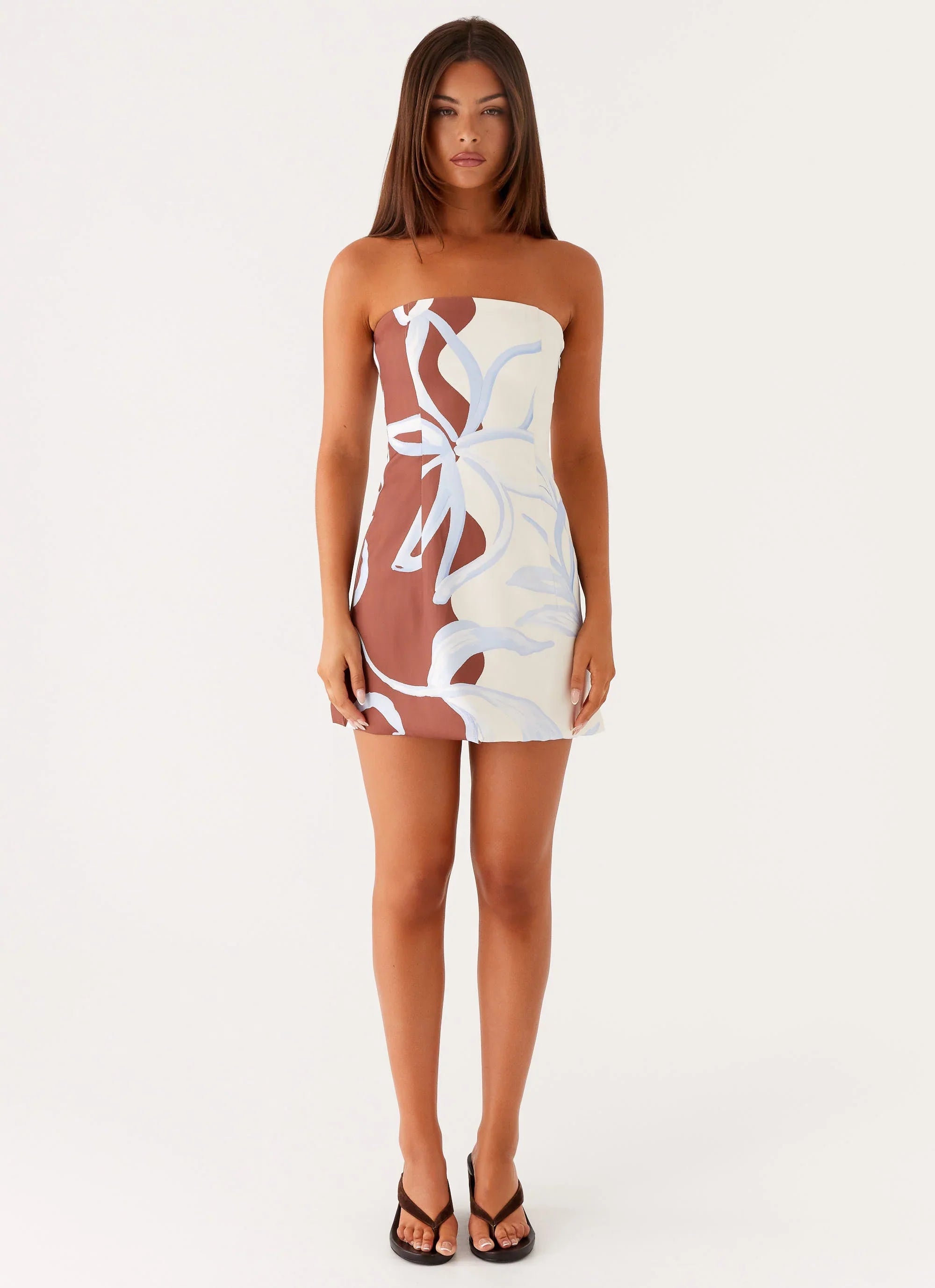 Denby Strapless Mini Dress - Bloom Wave Print