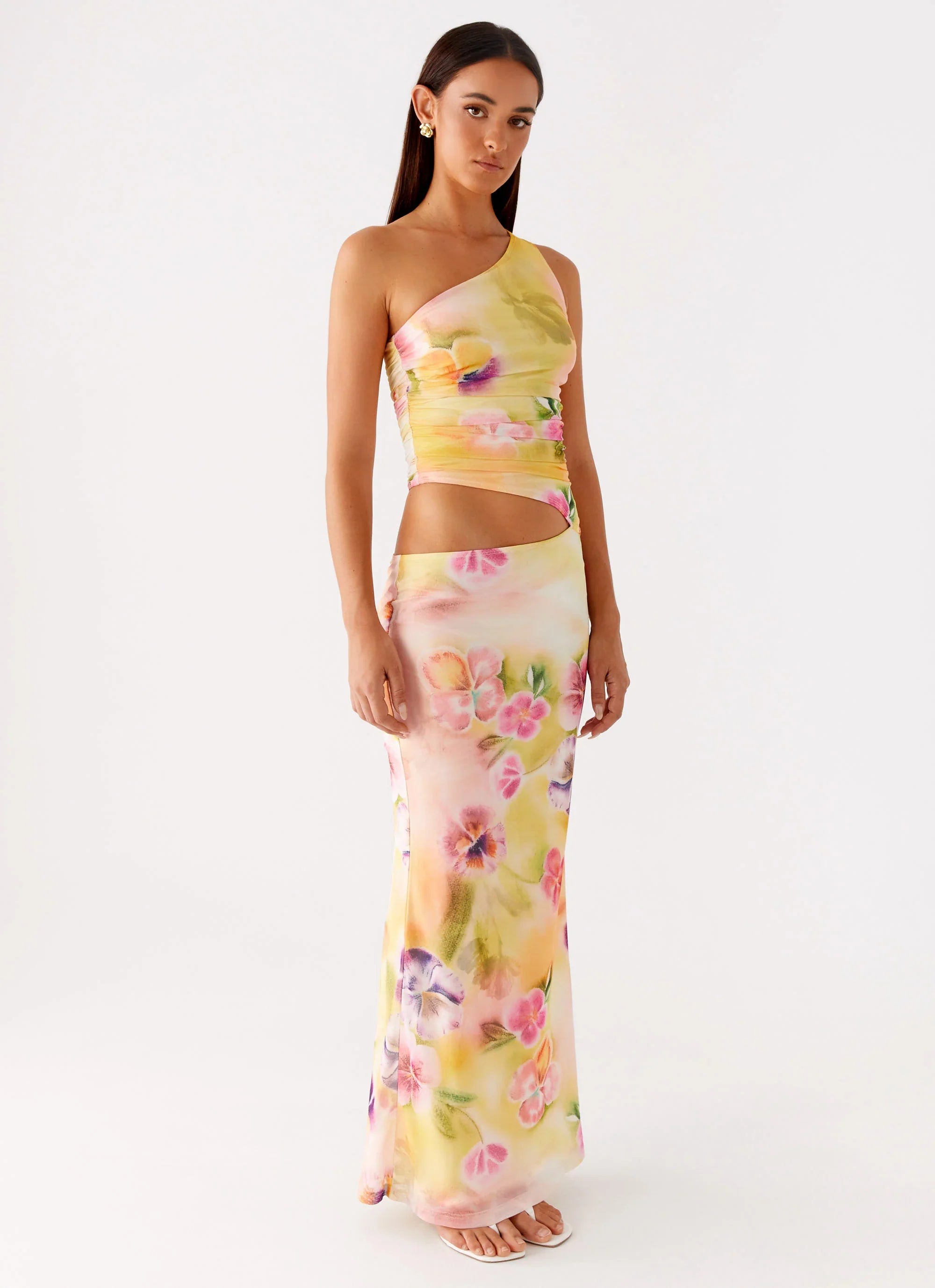 Seranella One Shoulder Maxi Dress - Sunburst Floral