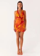 Solar Beam Cowl Mini Dress - Serene Orange
