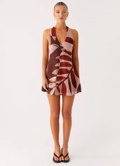 Heavy Hearted Linen Mini Dress - Cinnamon Palm