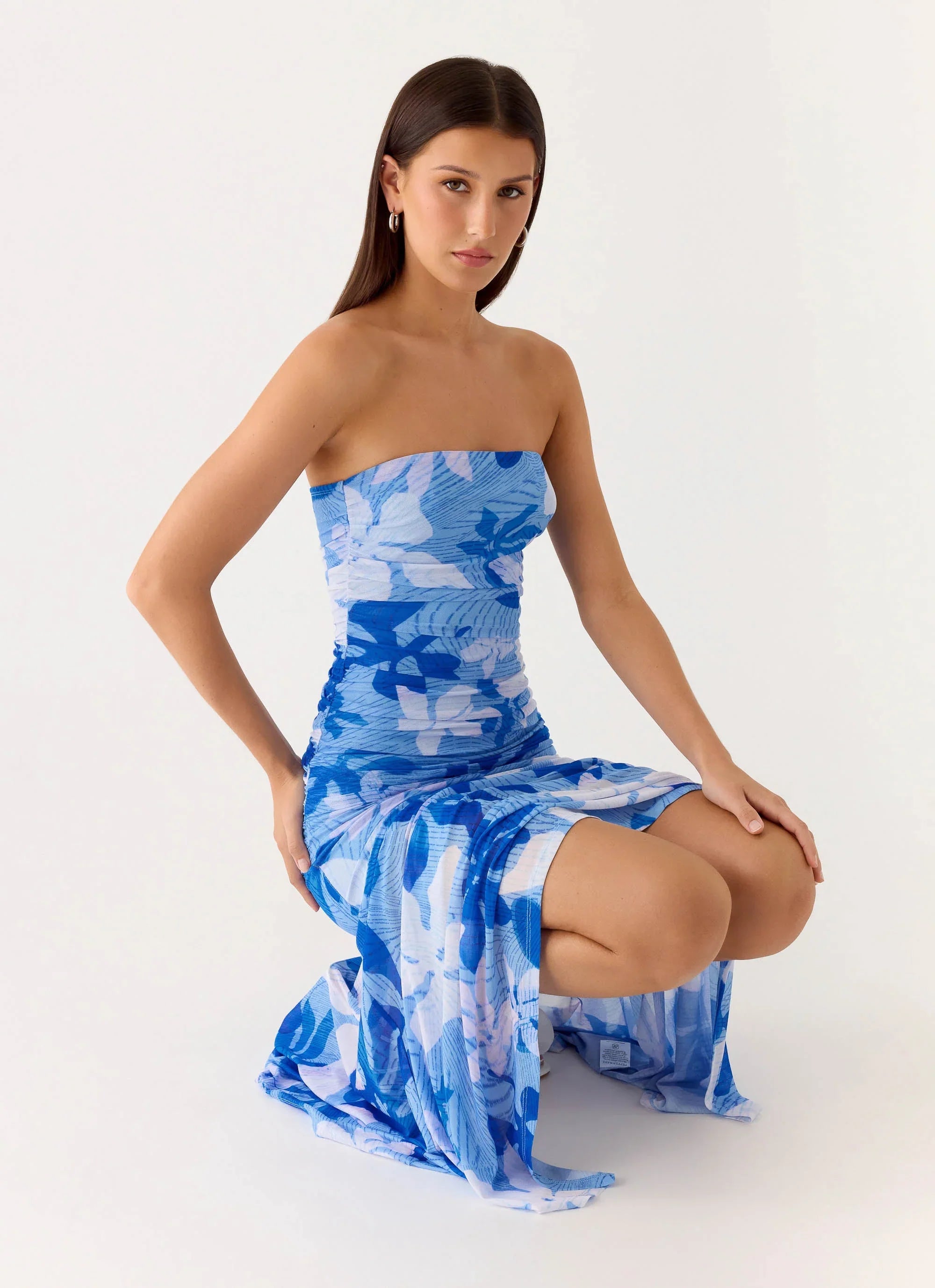 Lo Siento Midi Dress - Indigo Garden