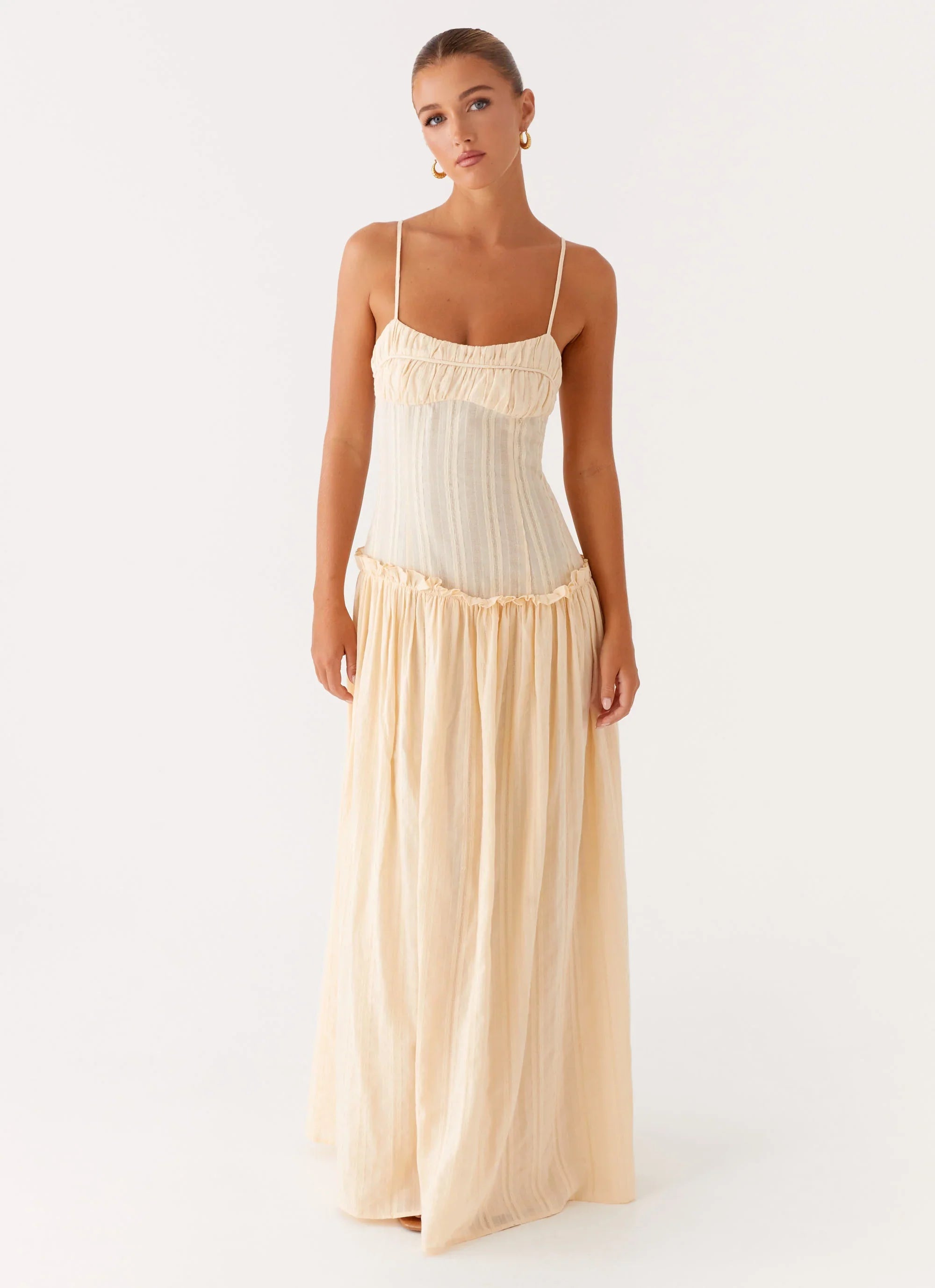Jacinda Drop Waist Maxi Dress - Cream