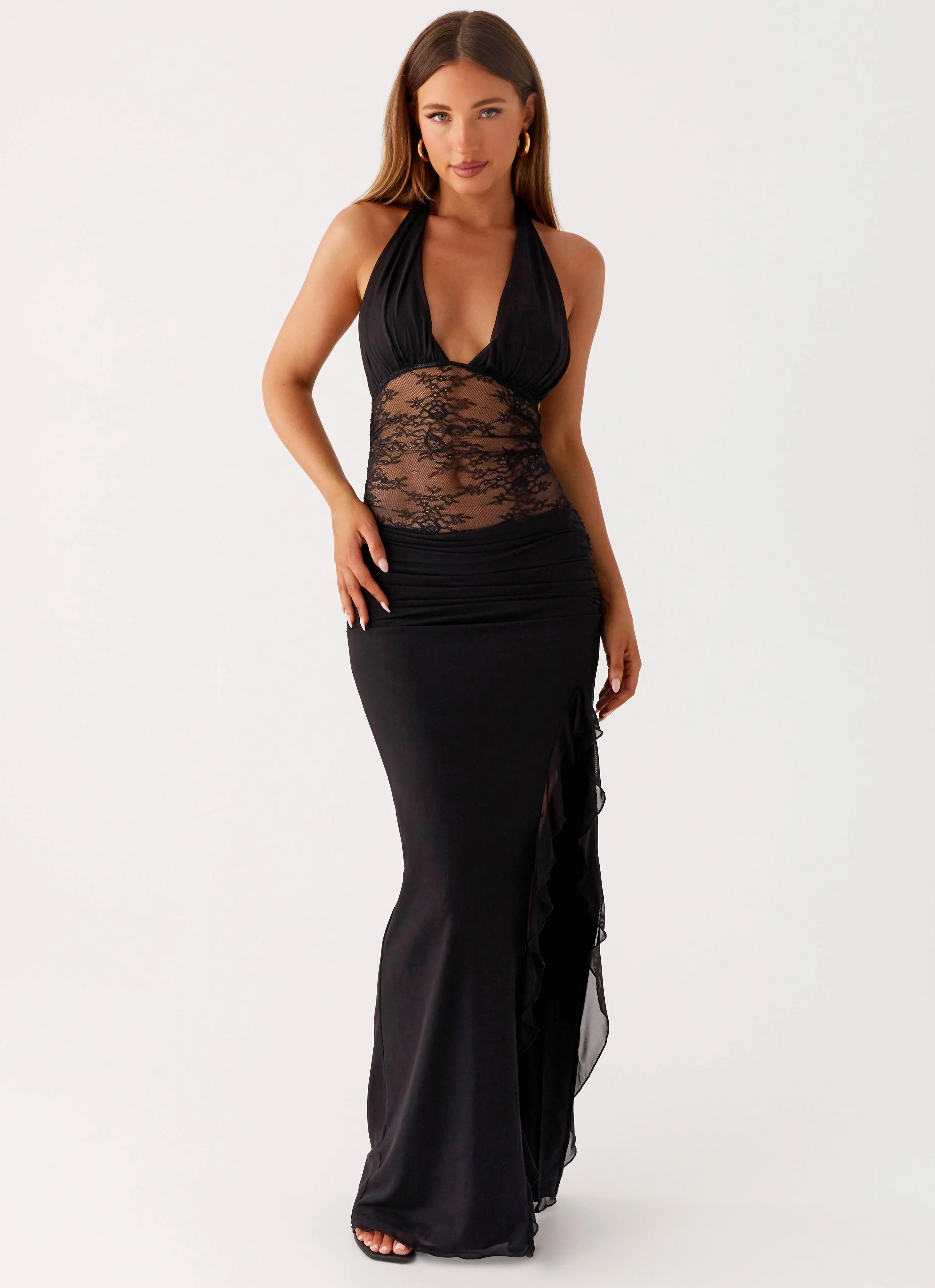 Wrenna Halter Neck Maxi Dress - Black
