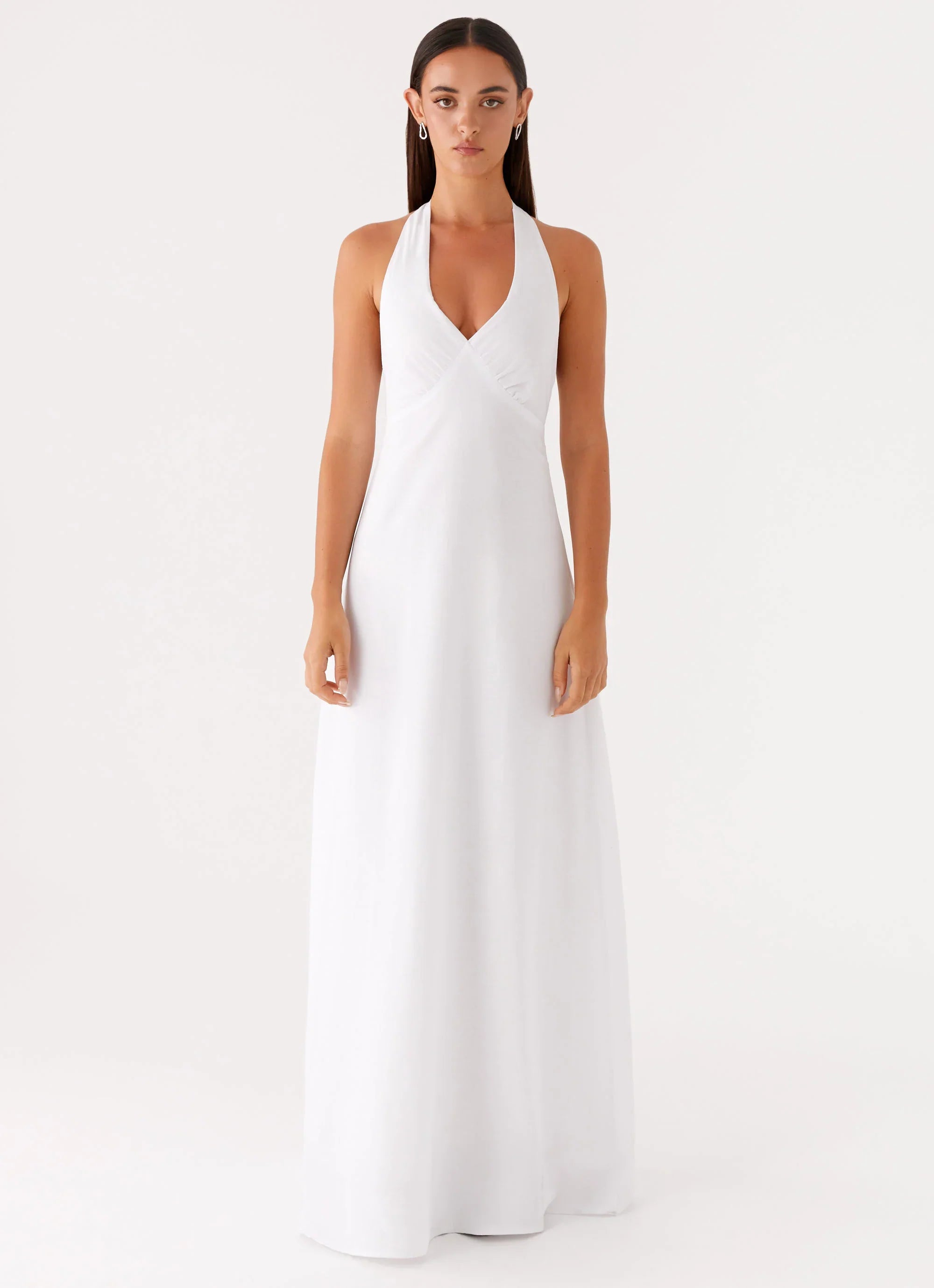 Heavy Hearted Linen Maxi Dress - White