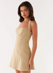 Erica Mini Dress - Beige Stripe